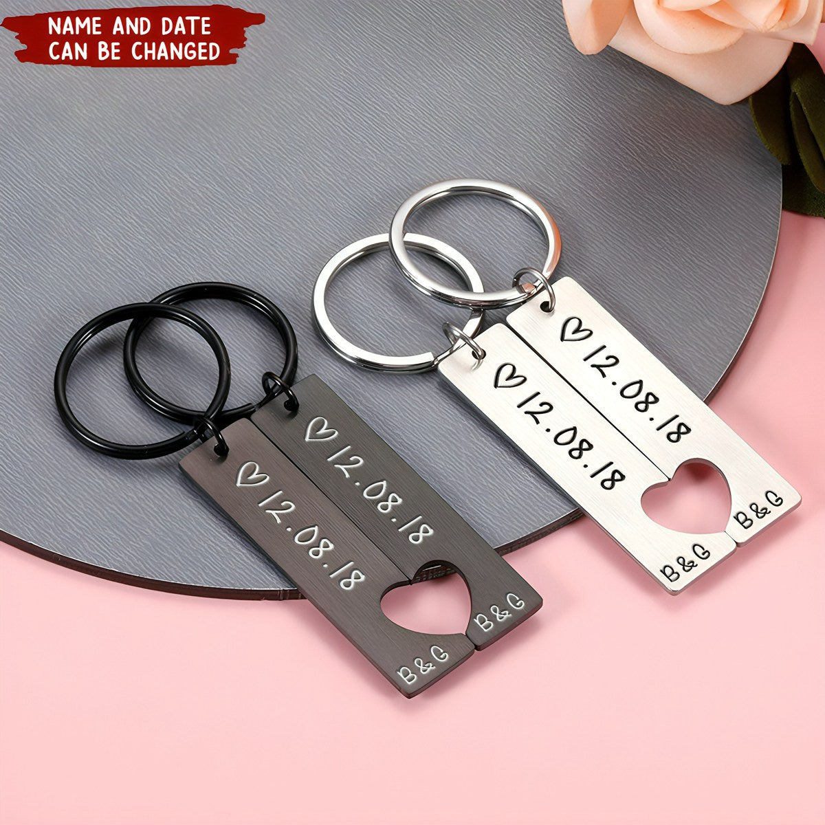 Custom Couple Keychain - Personalized Gift For Boyfriend Girlfriend Matching Keychains