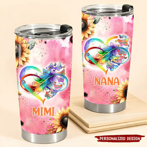 Sunflower With Pink Background Color Heart Infinity Sign Butterfly Personalized Tumbler