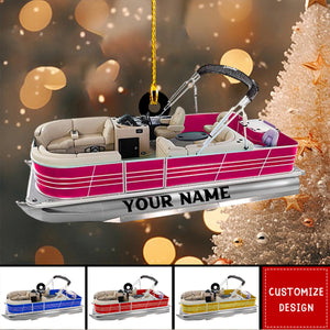 Personalized Pontoon Boat Acrylic Christmas Ornament - 2024 New Release