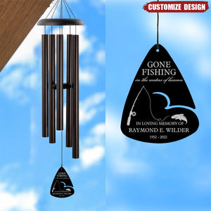 Personalized Fishing in Heaven Memorial Wind Chime