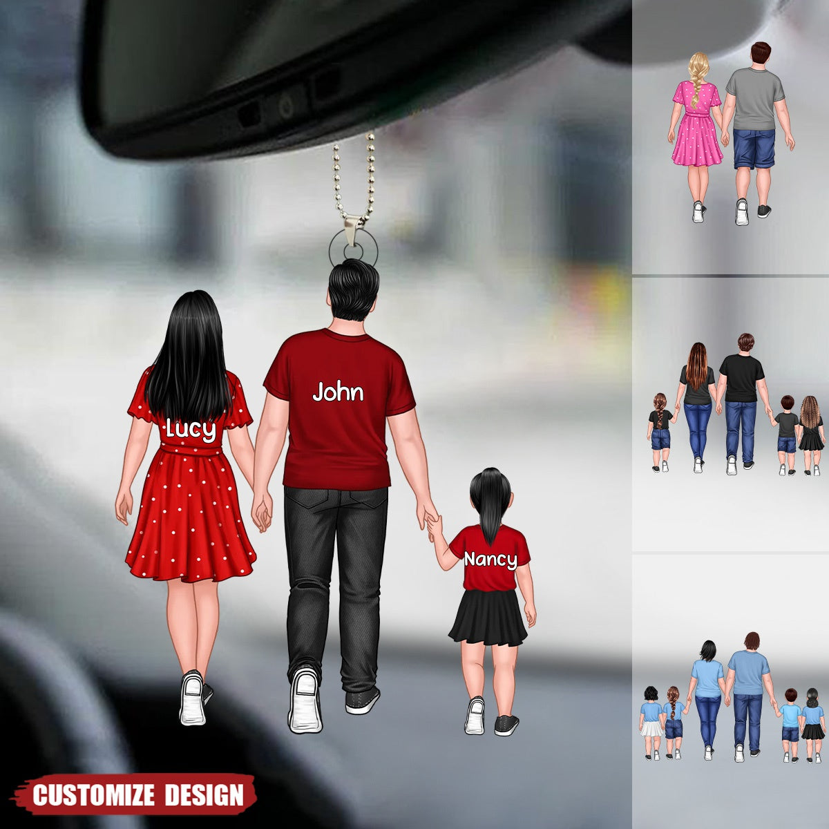Personalized Family Acrylic Car Ornament - GIft For Couple, Family