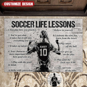 Personalized Soccer Life Lessons Doormat - Gift For Soccer Lovers