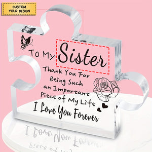 I Love You Forever - Personalized Puzzle Shaped Acrylic Plaque - Gift for Mom/Besties/Sister/Friends/Couples/Family