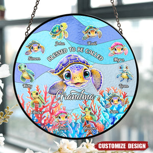 Turtley Grandma - Personalized Stained Acrylic Window Hanging Suncatcher