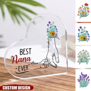 Best Nana/Mom Ever - Personalized Heart-shaped Acrylic Plaque