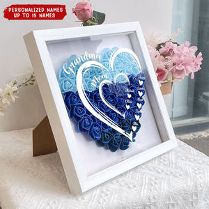 Grandma Hearts Mommy Hearts - Personalized Flower Shadow Box