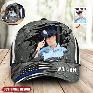 Personalized US Police Officer Grey 3D Cap