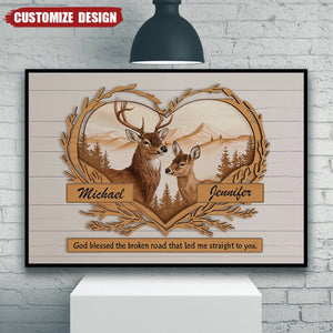 Personalized Deer Love Mountains Poster