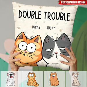 We're The Trouble - Personalized Cat Dog Pillow - Gift For Pet Owners, Pet Lovers