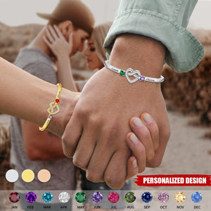 Love Forever -Personalized Birthstone Bracelet-Gift For Couple