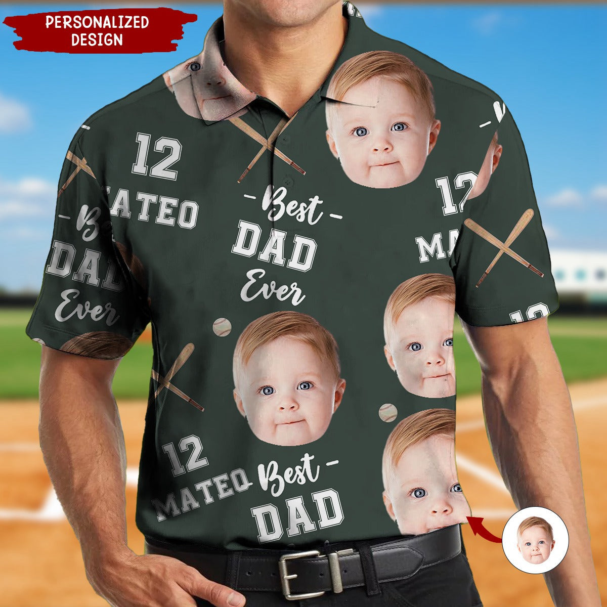 Baseball Dad Best Dad Ever-Personalized Polo Shirt