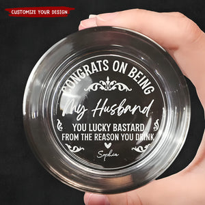 Congrats On Being My Husband - Personalized Engraved Whiskey Glass