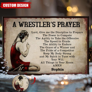 A Wrester's Prayer-Personalized Wrestling Poster-Gift For Husband,Boyfriend,Son