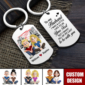 Drive Safe Handsome I Love You - Cartoon Couple Personalized Stainless Steel Keychain - Gift For Husband Wife, Anniversary