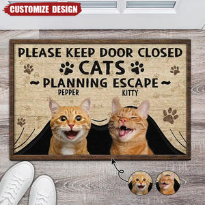 Cats Planning Escape-Personalized Photo Doormat-Gift For Car Lovers