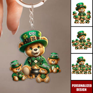 Grandma’s Bear Family Patrick’s Day-Personalized Keychain