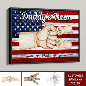 Nation Flag Daddy‘s Team Fist Bump Gift For Dad Personalized Horizontal Poster