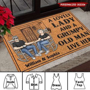 A Lovely Lady And A Grumpy Old Man Live Here - Personalized Custom Doormat Family Couple Gift