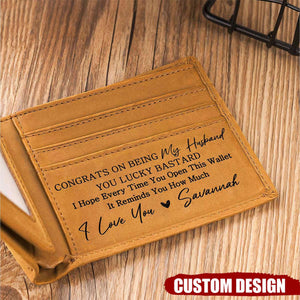 Congrats On Being My Husband - Personalized Leather Wallet, Gift For Husband, Boyfriend