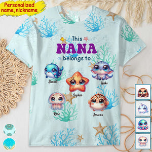 This Grandma Blong To - Grandkids And Name, Love Ocean, Gift For Mom - Personalized 3D T-shirt