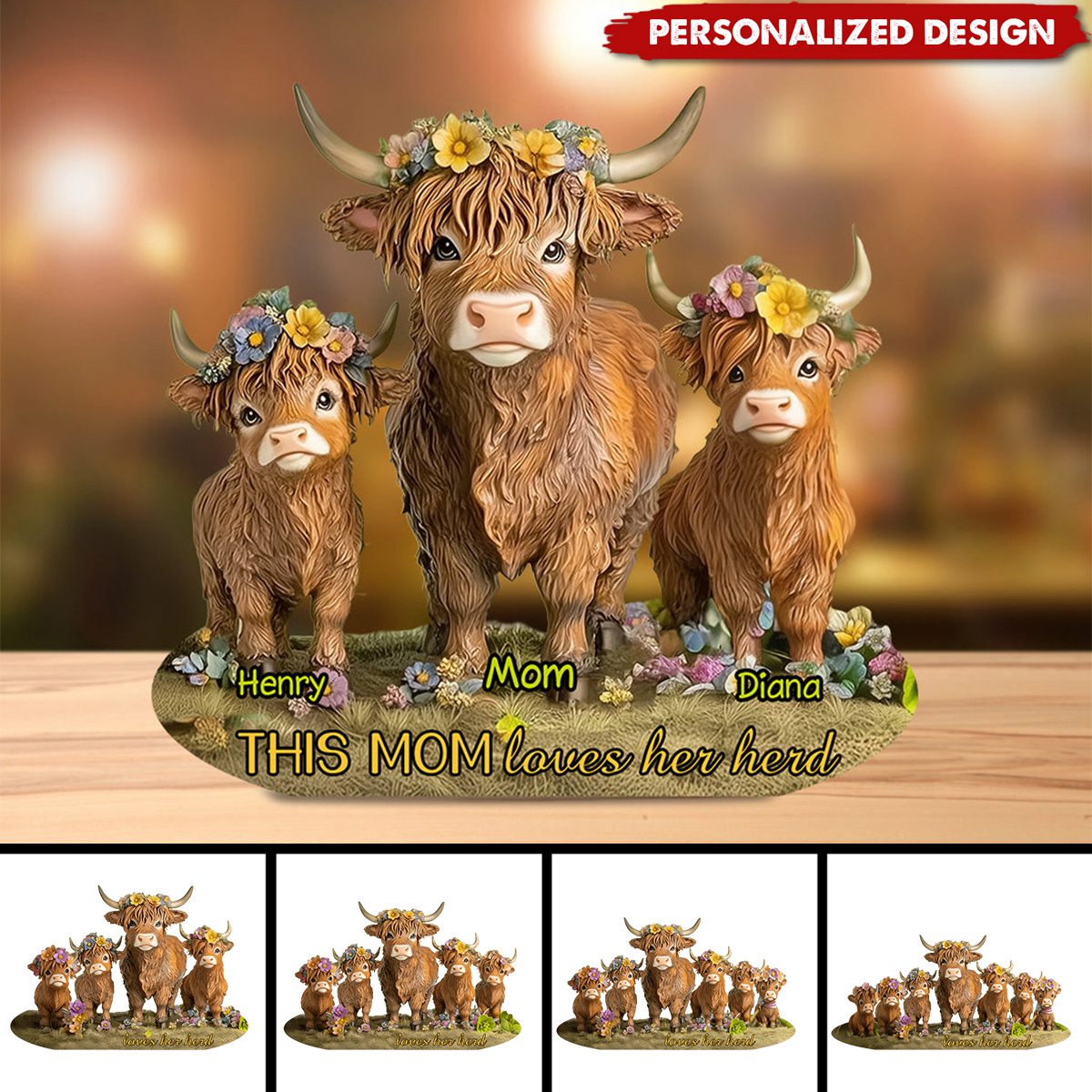 This Mom Loves Her Herd Highland Cow-Personalized Acrylic Plaque