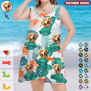 Custom Photo Funny Human Pet Face - Personalized Sleeveless Tank Dress