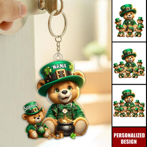 Grandma’s Bear Family Patrick’s Day-Personalized Keychain