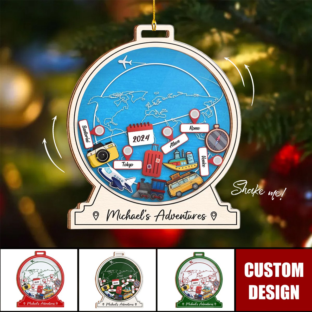 Personalized Travel Adventure Ornament - Gifts For Traveler