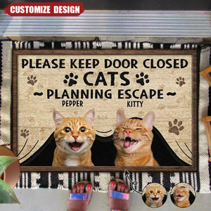 Cats Planning Escape-Personalized Photo Doormat-Gift For Car Lovers