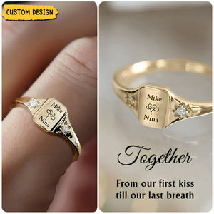 Custom Name Personalized Rings With 2 Birthstones, Gift for Couple