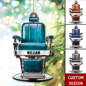 Personalized Barber Chair Christmas Ornament - 2024 New Release