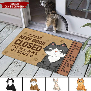 Cats Planning Escape Funny Personalized Doormat - Cat Personalized Custom Home Decor Decorative Mat - House Warming Gift