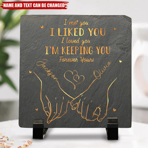 My Heart Is Perfect Because You Are Inside - Couple Personalized Custom Square Shaped Stone With Stand - Gift For Husband Wife, Anniversary