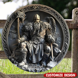 Personalized Viking Round Metal Sign Gifts for Viking Lovers