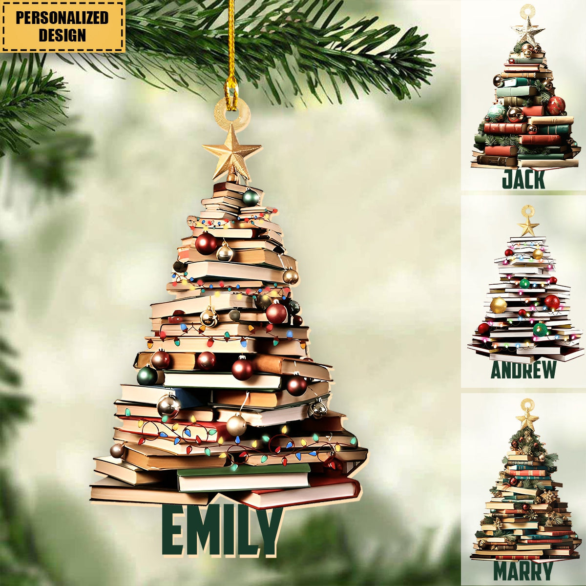 2024 New Release Family Name Christmas Book Tree-Personalized Ornament