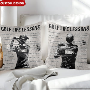 Gift For Golf Lovers-Personalized Golf Life Lessons Pillow