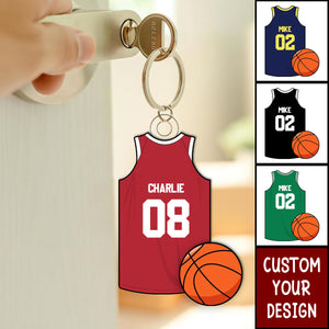 Basketball Jersey Personalized Acrylic Keychain, Gift For Son, Husband, Him