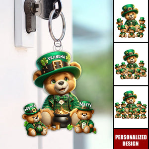 Grandma’s Bear Family Patrick’s Day-Personalized Keychain