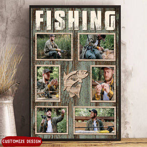 Personalized Fishing Photo Collage Poster, Gift For Fishing Lovers