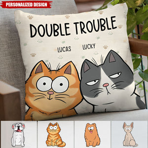 We're The Trouble - Personalized Cat Dog Pillow - Gift For Pet Owners, Pet Lovers