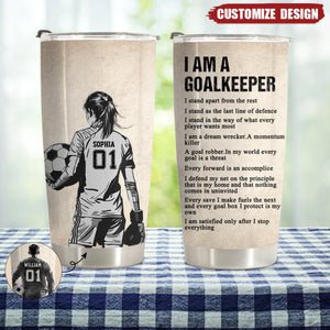 Personalized Goalkeeper Tumbler - Gift For Soccer Lovers