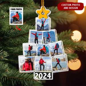 Photo Hiking Christmas Tree - Personalized Acrylic Photo Ornament