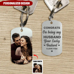 Couple - Congrats On Being My Husband You Lucky - Personalized Custom Necklace