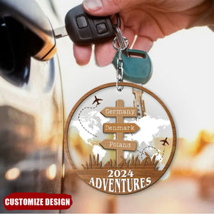 Personalized Travel Adventure Keychain, Custom Traveling Destination - Gift for Travelers - 2024 New Release