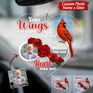 Your Wings Were Ready But My Heart Was Not-Personalized Upload Photo Car Ornament