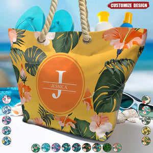 Letter Monogram Tropical Style - Personalized Beach Bag