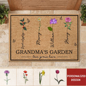 Grandma‘s Garden With Birth Flowers- Personalized Doormat