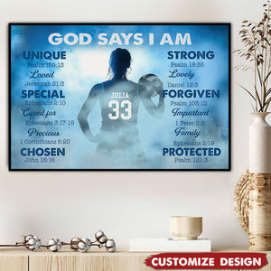 God Says I Am-Personalized Volleyball Girl Poster-Gift For Volleyball Lovers