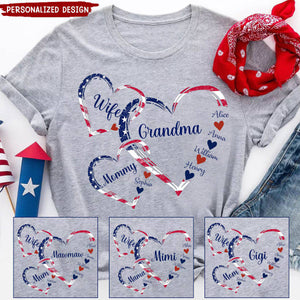 4th Of July Wife Mom Grandma With Heart Kids Personalized Shirt