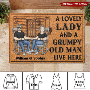 A Lovely Lady And A Grumpy Old Man Live Here - Personalized Custom Doormat Family Couple Gift